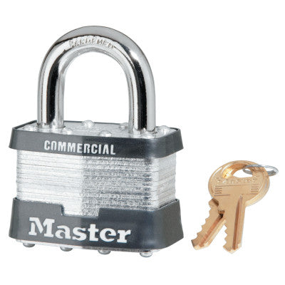 Laminated Padlocks Keyed Alike Key Code 0303, 3/8 in Dia., 3/8 in W, Silver