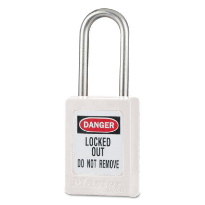 Zenex Thermoplastic Safety Padlocks, 3/16 in Dia, 5/8 in Width, White