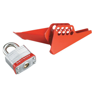 Handle-On Ball Valve Lockouts, 1/4-1 in Valve, Red