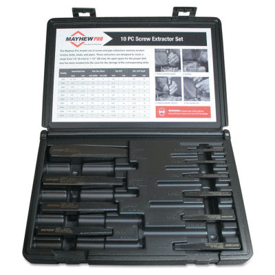 10 Piece Screw Extractor Sets, 1/8 in - 13/16 in