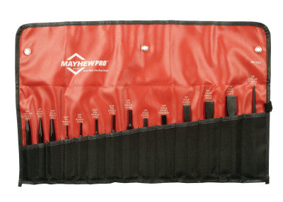 8 Pc. Punch & Chisel Kits, Round/Beveled/Pointed, English, 5 Punches, 3 Chisels