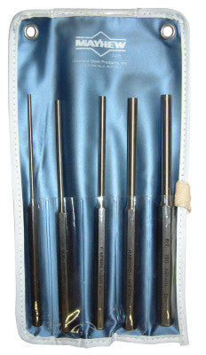 5 Pc. Extra Long Pin Punch Kits, Round, English, Pouch