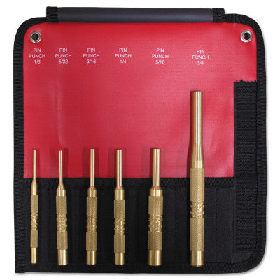 6 Piece Brass Pin Punch Set SAE, Round, Imperial