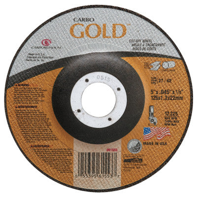 Carbo GoldCut Reinforced Aluminum Oxide Abrasives, 5 in Dia., 30 Grit