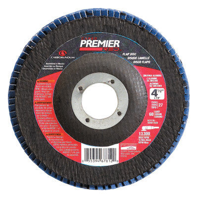 Premier Red Zirconia Alumina Type 27 Flap Discs, 4 1/2", 120 Grit, 7/8 in Arbor