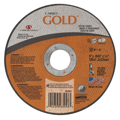 Carbo GoldCut Reinforced Aluminum Oxide Abrasives, TY 1, 5x.045x7/8, 60 Grit