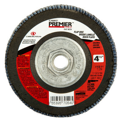 Premier Red Zirconia Alumina Type 29 Fat Boy Flap Discs,4 1/2",40 Grit,5/8 Arbor