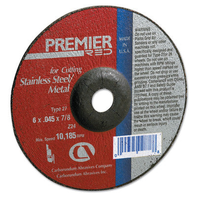 Premier Redcut Abrasive Wheel for Cutting, 4 1/2 in Dia, 1/8 in Thick Zirconia