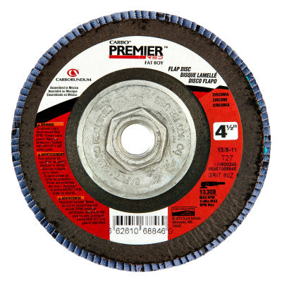 Premier Red Zirconia Alumina Type 27 Fat Boy Flap Discs,4 1/2",60 Grit,5/8 Arbor