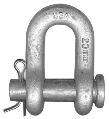 Round Pin Chain Shackles, 5/8 in Bail Size, 4.5 Tons, Secured Pin Shackle