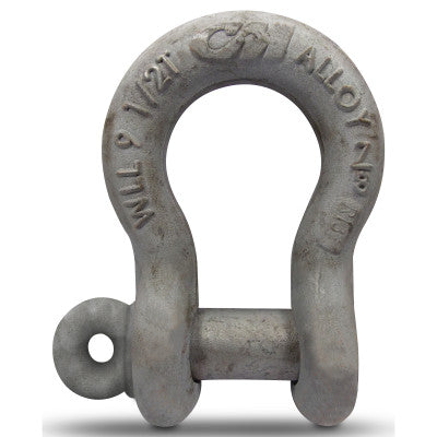 Screw Pin Anchor Shackles, 5/16 in Bail Size, 1 Ton, Galvanized