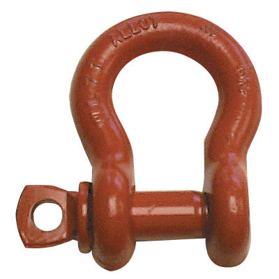 Screw Pin Anchor Shackles, 5/16 in Bail Size, 1 Ton, Orange Paint