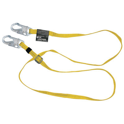 Adjustable Web Lanyard, 10 ft, Harness; Anchorage Connection, 310lb Cap, Yellow