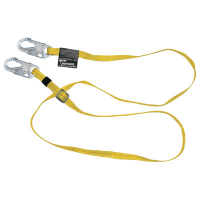 Adjustable Web Lanyard, 6 ft, Harness; Anchorage Connection, 310lb Cap, Yellow