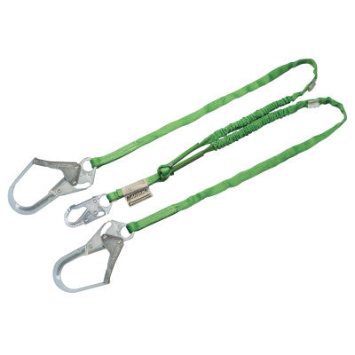 Manyard Shock-Absorbing Lanyard, 6 ft, Anchorage Connection, 2 Leg, Green