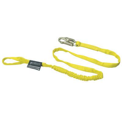 Manyard Shock-Absorbing Lanyard, 6 ft, Anchorage Connection, 310lb Cap, Yellow