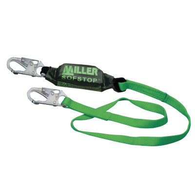 Adjustable Web Lanyard, 6 ft, Harness; Anchorage Connection, 310lb Cap, Green