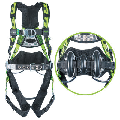 AirCore Wind Energy Harness, Frnt and Side Stl D-Rings, 2XL/3XL Green