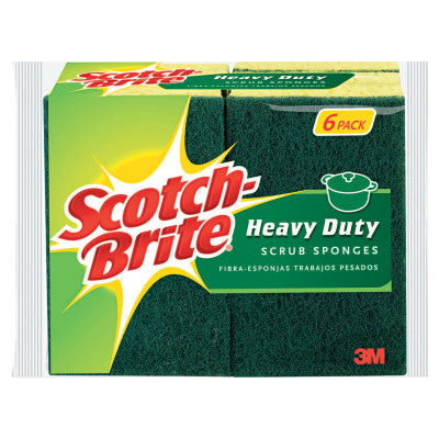 Heavy-Duty Scrub Sponge, 4 1/2" x 2 7/10" x 3/5", Green/Yellow