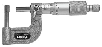 Series 115 Mechanical Tube Micrometers, 0 in-1 in, .0001 in, Ratchet, Type C