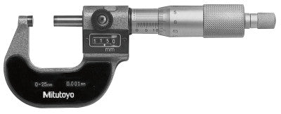 Series 193 Digit OD Micrometers, 0 mm-25 mm, 0.001 mm, Ratchet Stop