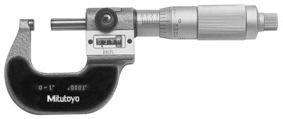 Series 193 Digit OD Micrometers, 3 in-4 in, .0001 in, Ratchet Stop