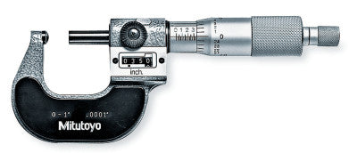 Series 295 Digit OD Micrometers, 0 in-1 in, .0001 in, Ratchet Stop, Flat Spindle