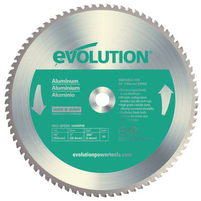 TCT Metal-Cutting Blades, 14 in, 1 in Arbor, 1,600 rpm, 80 Teeth