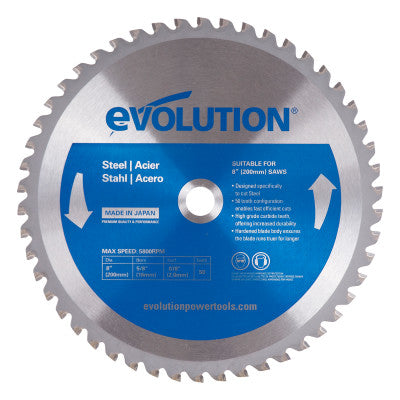 TCT Metal-Cutting Blades, 8 in, 5/8 in Arbor, 5,800 rpm, 50 Teeth