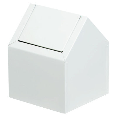 Double Entry, Swing Top Floor Receptacle, Metal, White