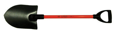 Certified Non-Conductive Shovel, 11.5X9 Round Pt Blade, 27in Fiberglass D-Handle