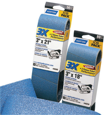 NorZon Plus 3X Portable Belts, 3 in X 24 in, 50, Zirconia Alumina