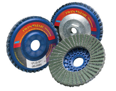 Type 27 TwinStar Flap Discs, 7 in, 40 Grit, 5/8 Arbor, 8,500 rpm