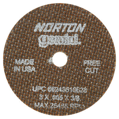 Reinforced Cut-Off Wheel, Type 1, 3 in Dia, .035 in Thick, 3/8 Arbor, 60 Grit