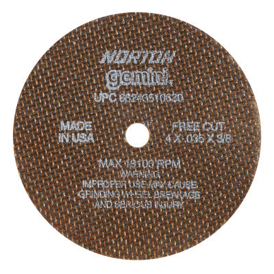 Reinforced Cut-Off Wheel, Type 1, 4 in Dia, .035 in Thick, 3/8 Arbor, 60 Grit