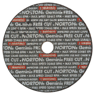 Gemini Reinforced Free-Cut Wheel, Type 1, 3 in Dia, 1/8 in Thick, Aluminum Oxide