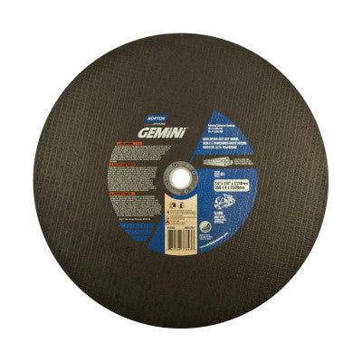 Gemini High Speed Cut-Off Wheels, 14 in, 1 in Arbor, 24 Grit, Silicon Carbide