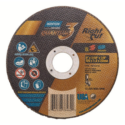Quantum3 Cut-off Wheels, 6 in Dia., 1/16 Thick, 7/8 in Arbor, 36 Grit