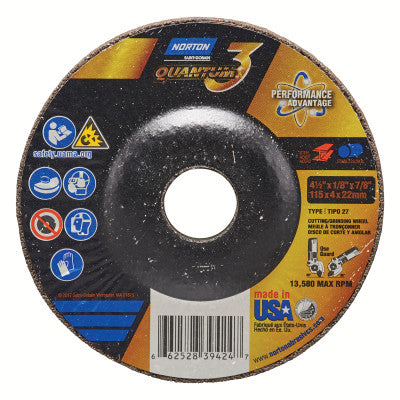 NQ3 Combo Wheels, 4 1/2 in Dia., 1/8 in Thick, 7/8 in Arbor, 24 Grit