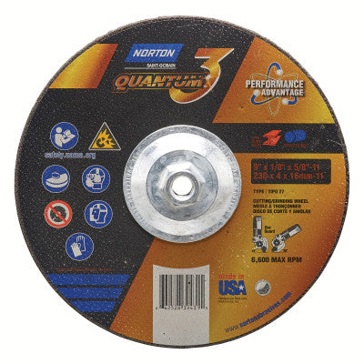 All-Wheel Grinds, 9 in Dia., 5/8 in Arbor, 24 Grit, Ceramic