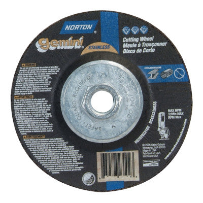 Gemini RightCut Depressed Center Cut-Off Wheel, 5" Dia, 3/32" Thick, 5/8"-11