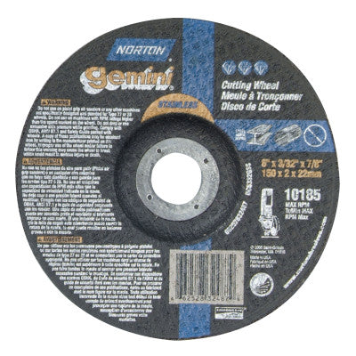 Gemini RightCut Depressed Center Cut-Off Wheel, 6" Dia, 3/32" Thick, 7/8 in