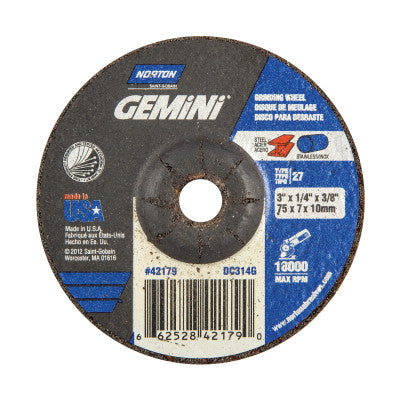 Grinding Wheels, Aluminum Oxide, 3 in Dia, 3/8 in Arbor, 24 Grit