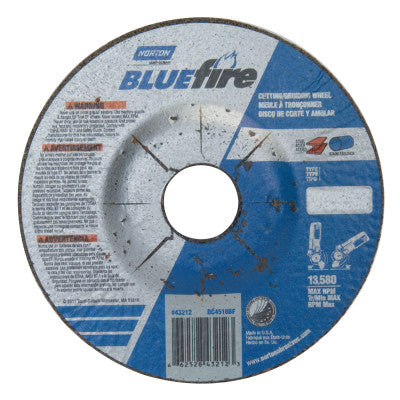 Depressed Center Wheel, 4 1/2 in Dia, 1/8 in Thick, 7/8 Arbor, Zirconia Blend
