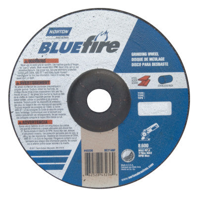 BlueFire Depressed Center Wheels, 7" Dia, 7/8" Arbor, 1/4" Thick, 24 Grit