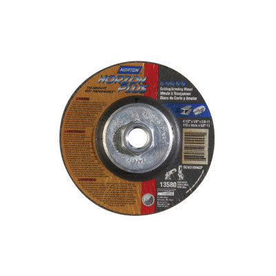 Type 27 NorZon+ Depressed Center Wheel, 4 1/2" Dia, 1/8" Thick, 5/8" Arbor