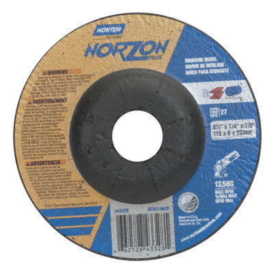 Type 27 NorZon+ Depressed Center Wheel, 4 .5" Dia, 1/4" Thick, 7/8" Arbor, 25/PK