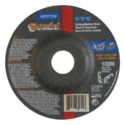 Gemini Cut-Off Wheel, Type 27, 1/8 in Thick, 4 1/2 in Arbor