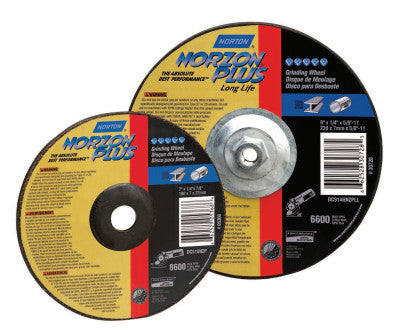 Type 27 NorZon+ Depressed Center Wheel, 7" Dia, 1/8" Thick, 5/8"-11 Arbor
