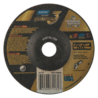 Quantum3 Cut-off Wheel, 4 in Dia, 1/4 in Thick, 5/8 in - 11 Arbor
